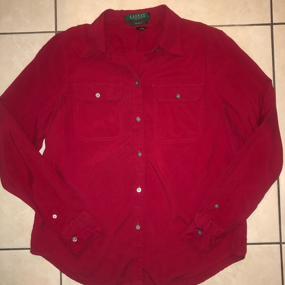 Red Silk Button-Up - Picture 2 of 10
